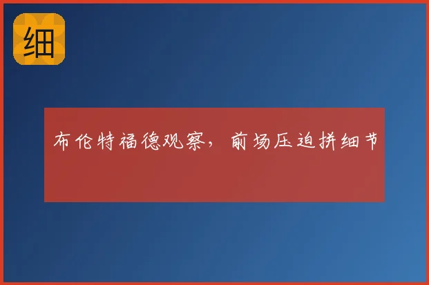 布伦特福德观察,前场压迫拼细节